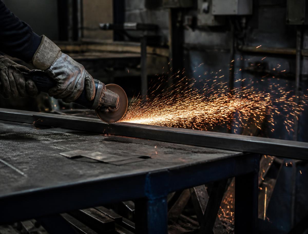 Serviço de solda e corte de metal na oficina